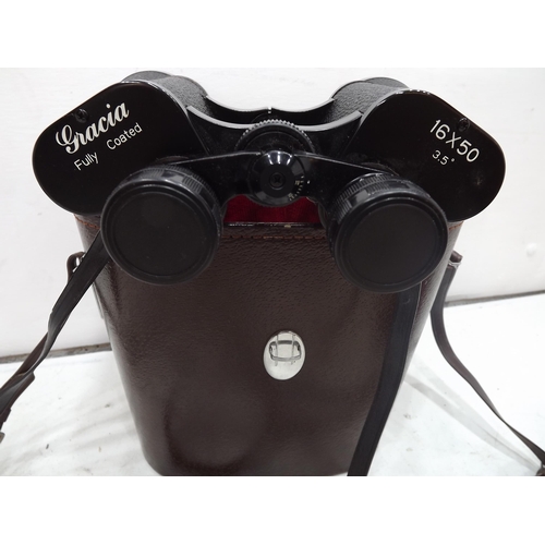 2114 - 2 Prs. binoculars; Hanimex 8 x 30 & Gracia 16 x 50 - both in cases