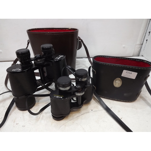 2114 - 2 Prs. binoculars; Hanimex 8 x 30 & Gracia 16 x 50 - both in cases