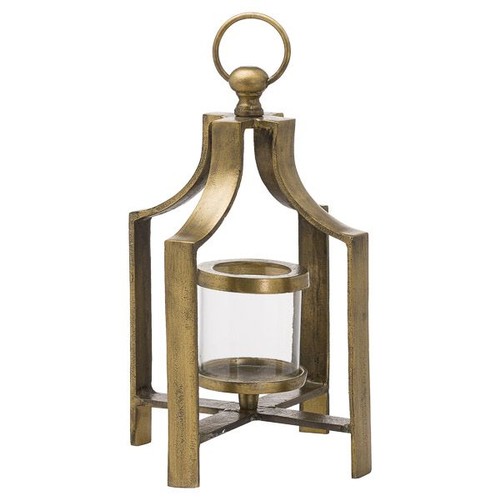 1345 - An Ohlson brass tea light lantern with natural glow candle (2071730)   #