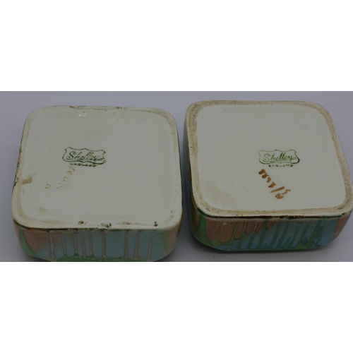 620 - A pair of Shelley dripware ashtrays, 7cm square