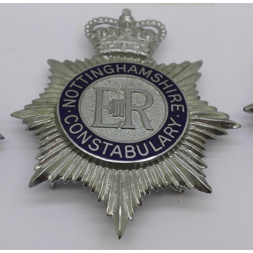 630 - A collection of Nottingham and Nottinghamshire Police helmet and shoulder badges