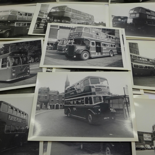 633 - A collection of approximately 40 Barton bus black and white photographs