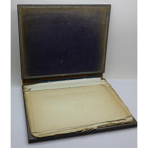 636 - A Vizagapatam desk blotter, 25.5cm x 22cm a/f