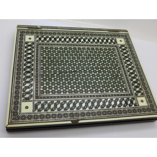 636 - A Vizagapatam desk blotter, 25.5cm x 22cm a/f