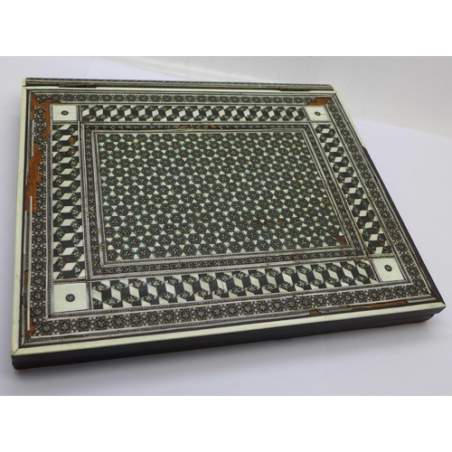 636 - A Vizagapatam desk blotter, 25.5cm x 22cm a/f