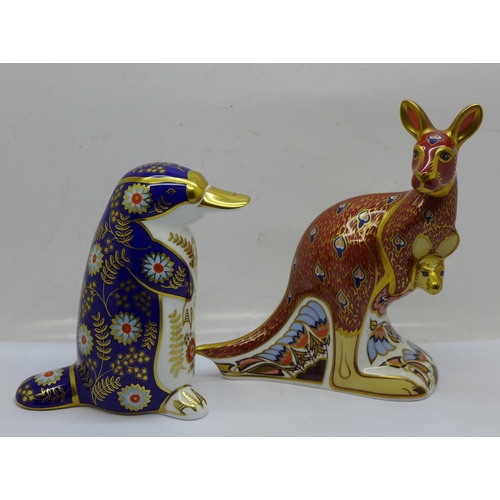 641 - Two Royal Crown Derby paperweights - from the Australian Collection 'Kangaroo' (with joey), John Abl... 