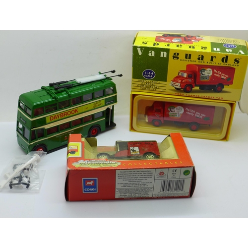 655 - Three model vehicles, Corgi Classics Nottingham City Transport Karrier Trolleybus set with certifica... 