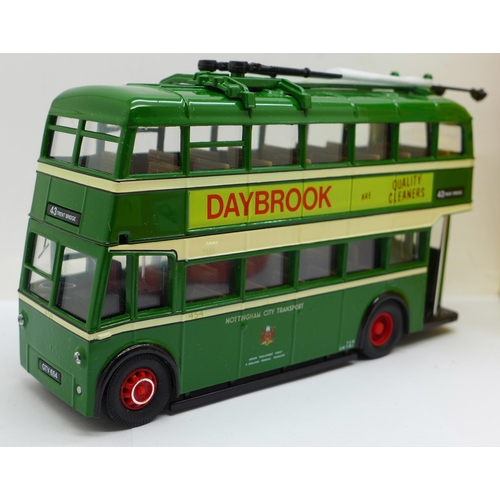 655 - Three model vehicles, Corgi Classics Nottingham City Transport Karrier Trolleybus set with certifica... 