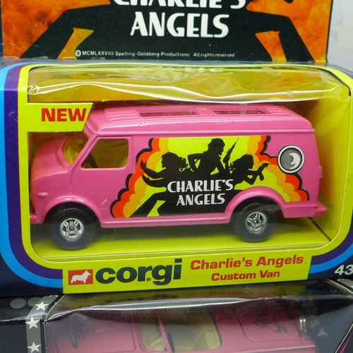 658 - Four Corgi die-cast model vehicles comprising Charlie's Angels, Return of The Saint, Kojak and Elvis... 