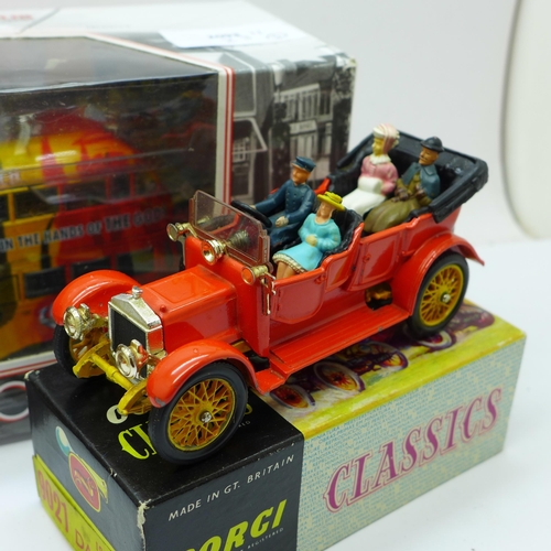 660 - Three die-cast model vehicles, Corgi James Bond Citroen 2CV, 9021 Daimler and Blackpool Balloon Tram... 