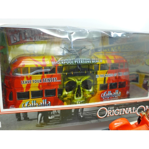 660 - Three die-cast model vehicles, Corgi James Bond Citroen 2CV, 9021 Daimler and Blackpool Balloon Tram... 