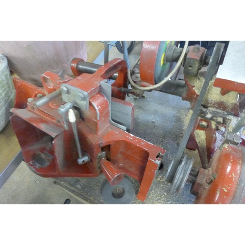 2320 - Gryphon (Huddersfield) Minaret lathe plus table, circular saw, grinder & plane attachments & various... 