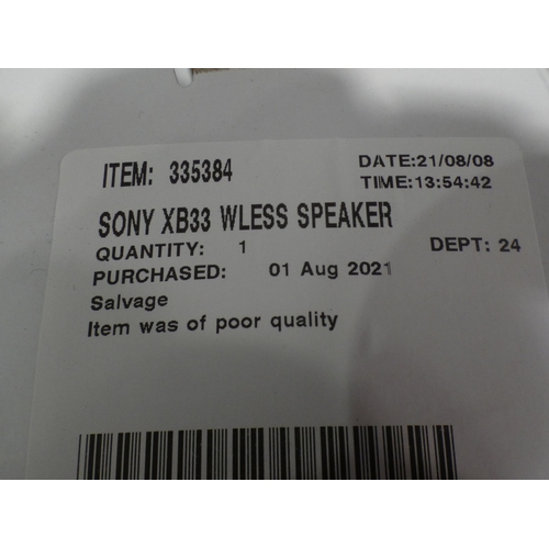 3090 - Sony XB33 Wireless Speaker (SRSXB33B.CE7)   (237-144) * This lot is subject to VAT