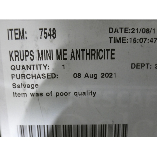 3183 - Krups Mini Me Anthricite Coffee Machine  (237-231) * This lot is subject to VAT