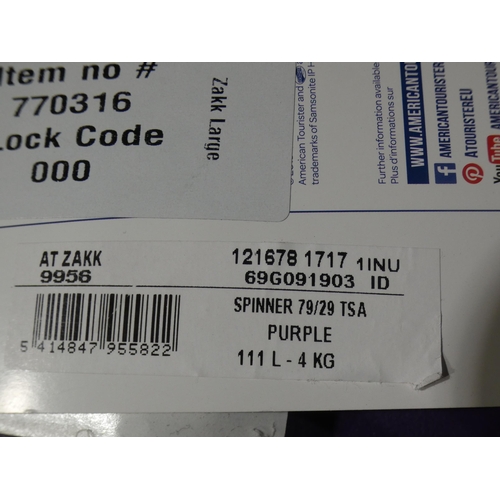 3185 - Zakk Purple Large hardside spinner case        (237-267) * This lot is subject to VAT