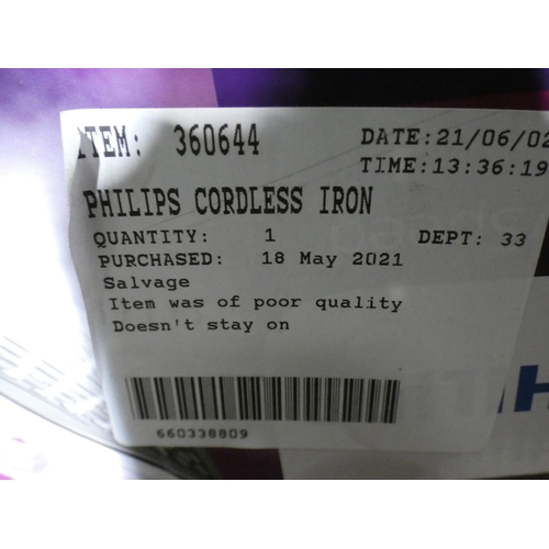 3212 - Philips Cordless Iron( 234 -70 ) * this lot is subject to vat