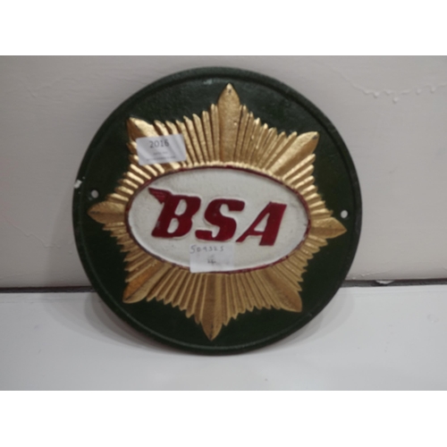 2016 - Cast iron BSA wall plaque