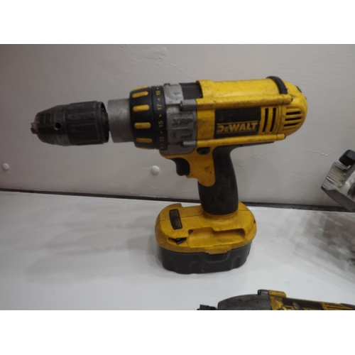 2039 - Dewalt tools; 2 cordless impact drills, cordless impact driver, cordless rip saw, no charger