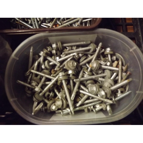 2068 - Tray of assorted DIY goods:- tub of grease, screws, pipe clips, nuts & bolts, etc.