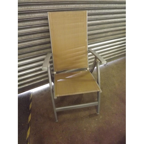 2079 - 1 pair of grey and gold folding garden chairs