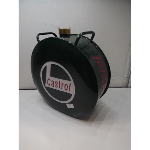 2107 - Reproduction round steel Castrol fuel can