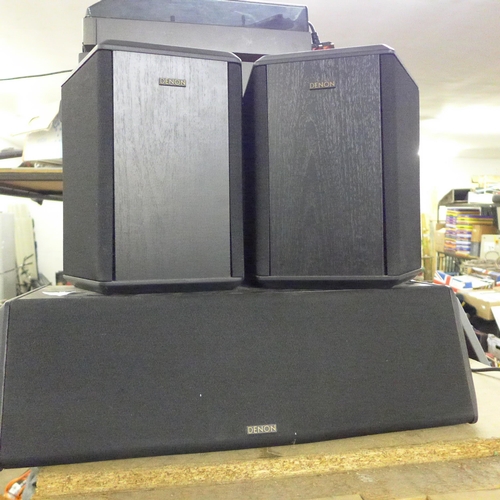 2193 - Set of 3 Denon speakers: sub and 2 speakers