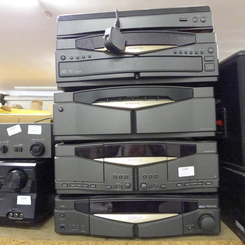 2194 - Kenwood music system; PT400 turntable, DR350 CD player, M-A100 amp XW320 tape deck & C-V150 AV contr... 