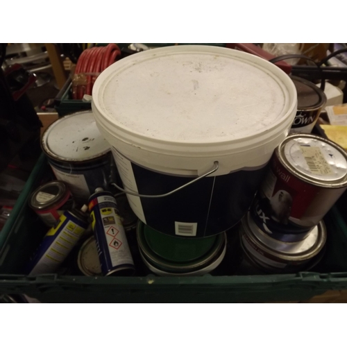 2266 - 3 crates of assorted paints and household chemicals