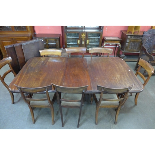 35 - An early Victorian mahogany extending dining table, with four additional leaves, a/f and a Harlequin... 