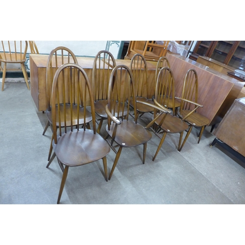 86 - A set of eight Ercol Golden Dawn elm and beech Quaker chairs, one a/f