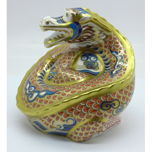 639 - A Royal Crown Derby Dragon of Happiness paperweight, Millennium Exclusive, limited edition 11 of 150... 