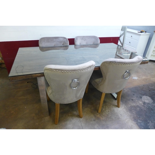 1394 - A  Chennai 180cm dining table with four taupe Arlo chairs