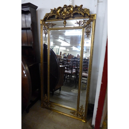 23 - A large gilt French style gilt framed mirror with crest, 183 x 90cms  (M32168)   #