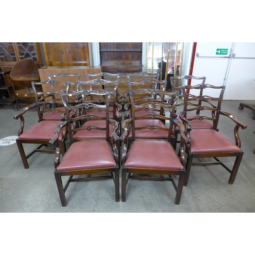 25 - A set of ten Chippendale Revival mahogany dining chairs