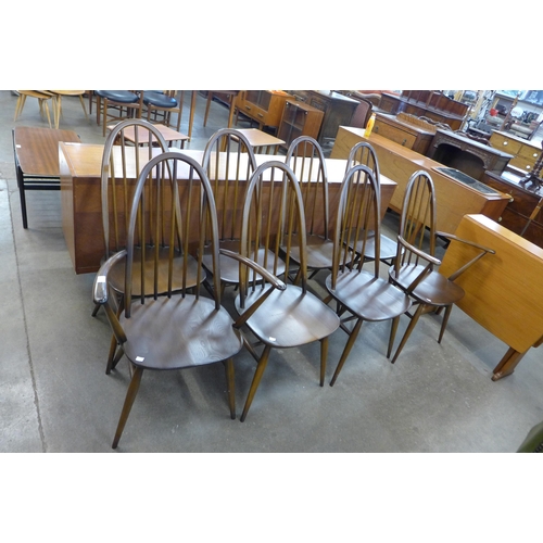 86 - A set of eight Ercol Golden Dawn elm and beech Quaker chairs, one a/f