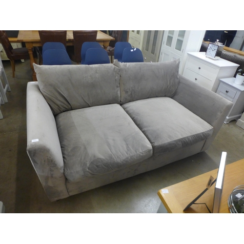 1310 - A designer grey upholstered two seater sofa (ex display, odd marks)