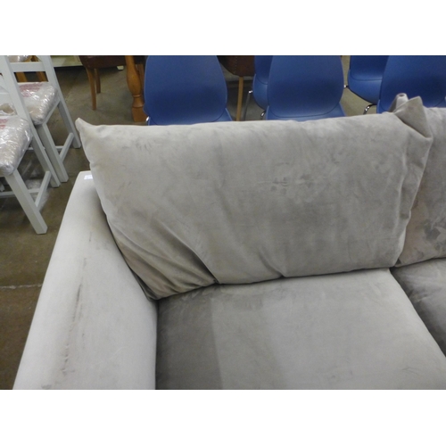 1310 - A designer grey upholstered two seater sofa (ex display, odd marks)