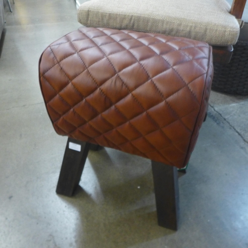 1312 - A diamond stitch leather stool, H 53cms, W 40cms (K110165)   #