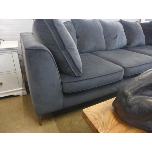 1317 - A designer steel blue upholstered corner sofa/chaise