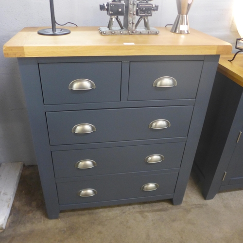 1348 - An oak and blue chest of drawers, marked ( HP203 B ) * This lot is subject to vat