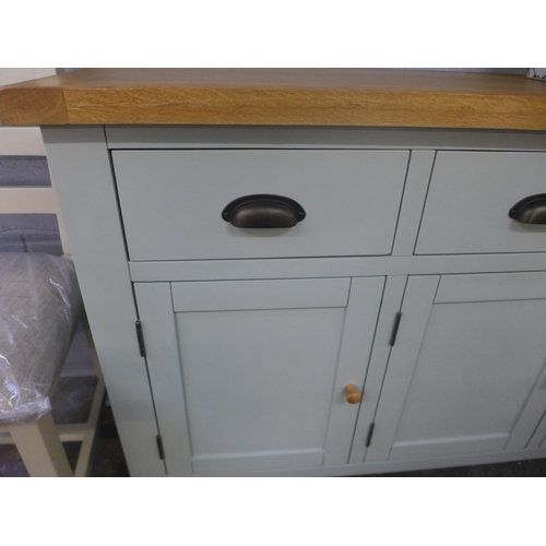 1380 - A Hampshire grey painted oak extra large four door sideboard  * This lot is subject to vat