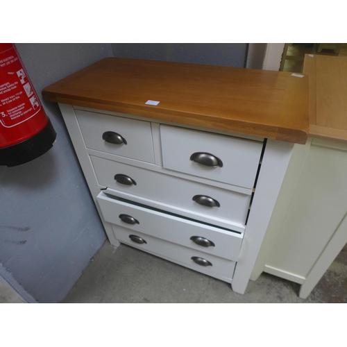 1760 - A Hampshire oak and white chest of five drawers ( HP 203 W ) - damaged  *This lot is subject to VAT