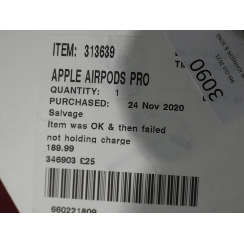 3090 - Apple Airpods Pro, RRP £189.99 + vat         (236-50) * This lot is subject to VAT