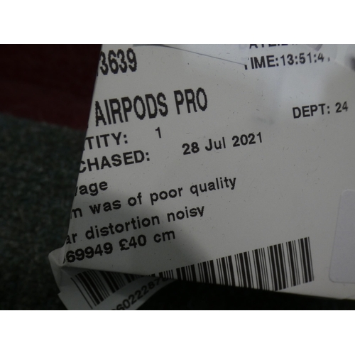 3091 - Apple Airpods Pro, RRP £189.99 + vat         (236-94) * This lot is subject to VAT