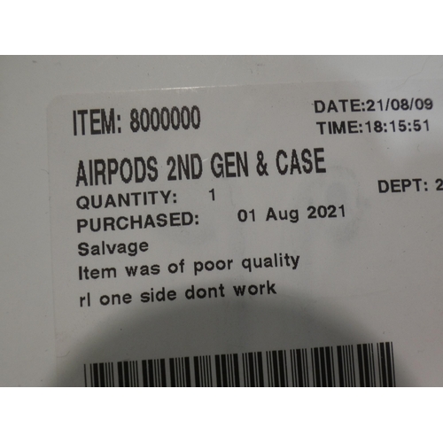 3094 - Apple Airpods 2nd Gen & Case    (236-84) * This lot is subject to VAT