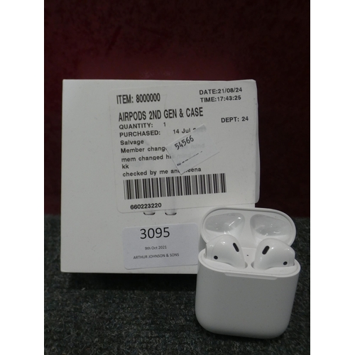 3095 - Apple Airpods 2nd Gen & Case    (236-115) * This lot is subject to VAT