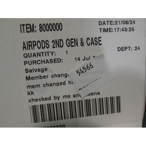 3095 - Apple Airpods 2nd Gen & Case    (236-115) * This lot is subject to VAT