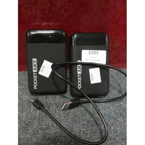 3103 - Two Pocket Juice Powerbanks     (238-62 )* this lot is subject to vat