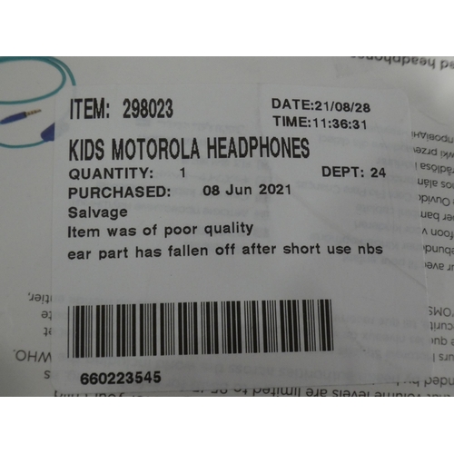 3106 - Kid's Motorola Headphones    (238-133 )* this lot is subject to vat