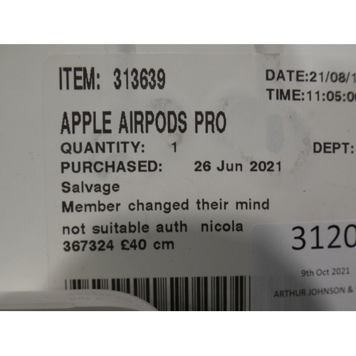 3120 - Apple Airpods Pro, RRP £189.99 + vat           (238-193 )* this lot is subject to vat